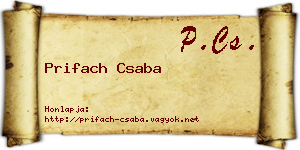 Prifach Csaba névjegykártya